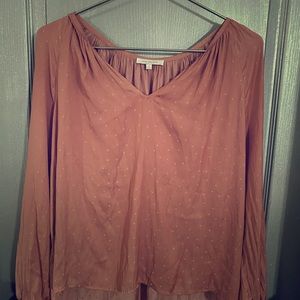 Pink silky long sleeve top